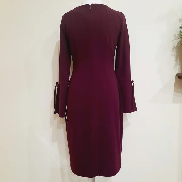 Calvin Klein Split Sleeve Aubergine Dress 6 NWT - Picture 3 of 5